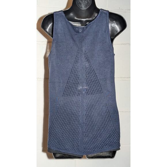 Charming Charlie Sleeveless Navy Blue Knit Sweater Tank Top White Star Small - Picture 3 of 5